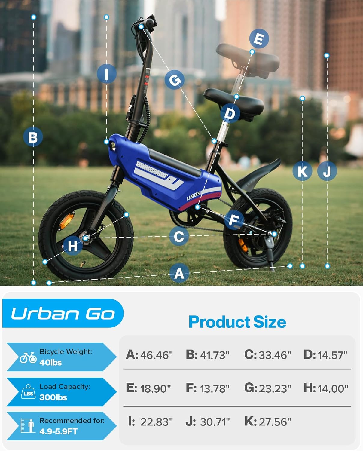 Urban Go Folding Electric Bike for Adults（US23）